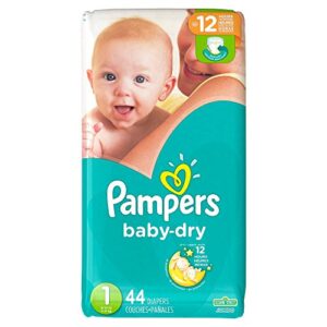 pampers baby-dry, diapers, size 1, 44 count