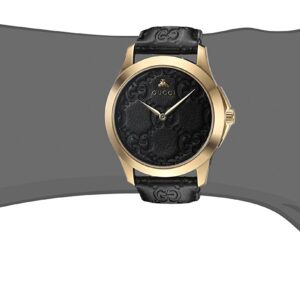 Gucci Gold-Tone and Leather Casual Black Watch(Model: YA1264034)