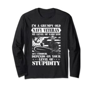 distressed vintage i m a grumpy old quote navy long sleeve t-shirt