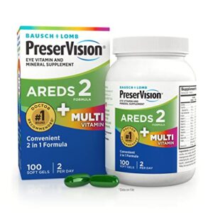 preservision areds 2 eye vitamin & mineral supplement, contains lutein, vitamin c, zeaxanthin, zinc, copper & vitamin e, 100 softgels (packaging may vary)