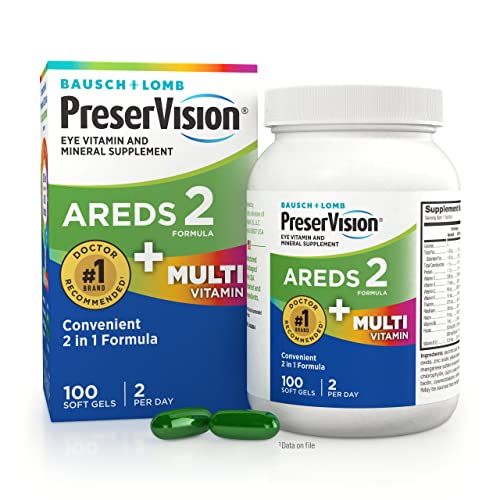 PreserVision AREDS 2 Eye Vitamin & Mineral Supplement, Contains Lutein, Vitamin C, Zeaxanthin, Zinc, Copper & Vitamin E, 100 Softgels (Packaging May Vary)