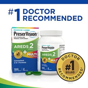 PreserVision AREDS 2 Eye Vitamin & Mineral Supplement, Contains Lutein, Vitamin C, Zeaxanthin, Zinc, Copper & Vitamin E, 100 Softgels (Packaging May Vary)