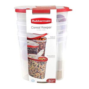 Rubbermaid 745176257628 Cereal/Snack Storage Container Each 1.5 Gal 3-Pack, 1.5 Gallon, Red