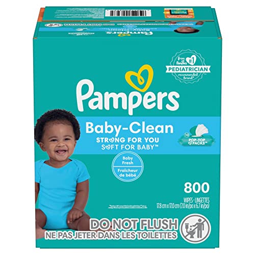 Baby Wipes, Pampers Baby Fresh Scented Baby Diaper Wipes 10X Pop-Top Packs, 800 Total Wipes (Packaging May Vary)