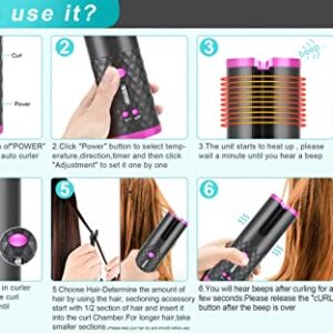 Automatic Hair Curler, Wireless Hair Curling Wand USB Rechargeable, LCD Display 6 Temperature Setting,Portable Cordless Hair Styler for Long & Short Hair, Travel & Home Use (Gray)