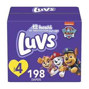 luvs pro level leak protection diapers size 4 198 count economy pack, packaging may vary