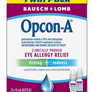 Allergy Eye Drops by Bausch & Lomb, for Itch & Redness Relief, 15 mL (Pack of 2), Packaging May Vary