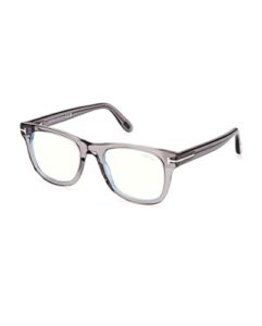 eyeglasses tom ford ft 5820 -b 020 shiny transparent grey,”t” logo/blue block