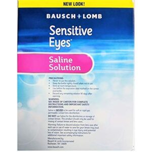 Contact Lens Solution by Bausch & Lomb, Sensitive Eyes Solution for Soft Contact & Gas Permeable Lenses, Saline Solution with Potassium, 12 Fl Oz (Pack of 2)