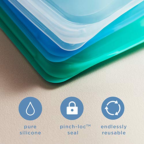 Stasher Silicone Reusable, Stand-Up Mid (Clear) | Food Meal Prep Storage Container | Lunch, Travel, Makeup, Gym Bag | Freezer, Oven, Microwave, Dishwasher Safe, Leakproof