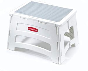 rubbermaid rm-pl1w folding 1-step plastic stool, 300-pound capacity, white