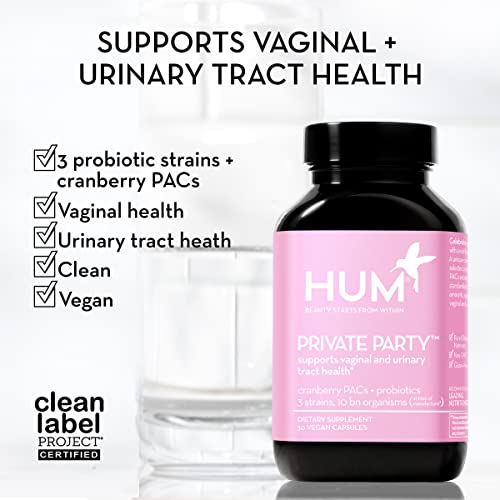 HUM Private Party Cranberry Pills for Women - Daily Vaginal Probiotic Women's Vitamins for Urinary Tract Health - Vegan Lactobacillus Supplement for a Balanced Vaginal pH + Microbiome (30 Capsules)