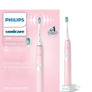 philips sonicare protectiveclean 4100 electric rechargeable toothbrush, plaque control, pastel pink