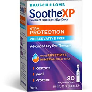 Eye Drops by Bausch & Lomb, Lubricant Relief for Dry Eyes, Soothe XP, Preservative Free, Single Use Dispensers, 0.3 mL, 30 Count