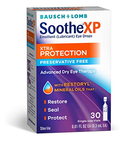 Eye Drops by Bausch & Lomb, Lubricant Relief for Dry Eyes, Soothe XP, Preservative Free, Single Use Dispensers, 0.3 mL, 30 Count