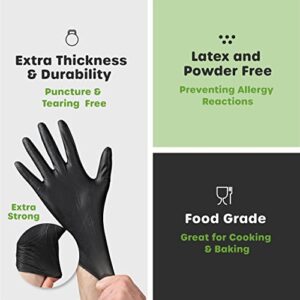 [200 Count] Black Nitrile Disposable Gloves 6 Mil. Extra Strength Latex & Powder Free, Chemical Resistance, Textured Fingertips Gloves - Small