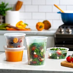 [48 Sets - Combo] Plastic Deli Containers With Airtight Lids - 8 oz, 16 oz, 32 oz. - Food Storage/Soup Containers…