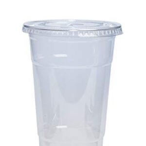 Comfy Package [100 Sets - 24 oz.] Crystal Clear Plastic Cups With Flat Lids