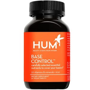 hum base control – daily women’s multivitamin & minerals with b complex, vitamin c, 22 micro-nutrients + iron supplement to support pre menopause women non-gmo, soy-free, gluten-free (30 tablets)