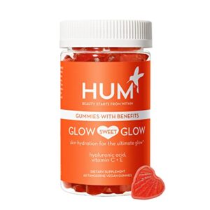 hum glow sweet glow skin supplement & beauty gummies – hyaluronic acid, vitamin c + vitamin e gummies for hydrated skin – collagen gummies for smooth lasting plump & glowing skin (60 vegan gummies)