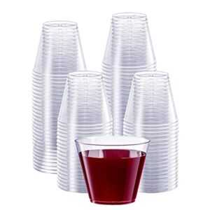 Comfy Package Clear Hard Plastic Cups / Tumblers [9 oz. Squat - 200 Count] Small Disposable Party Cocktail Glasses