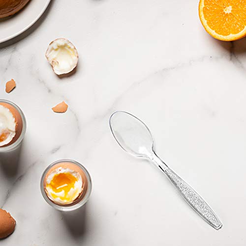 [300 Pack] Heavyweight Disposable Clear Plastic Tea Spoons