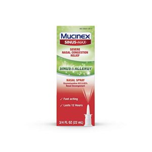 mucinex sinus-max severe nasal congestion relief sinus & allergy nasal spray, 0.75 fl oz