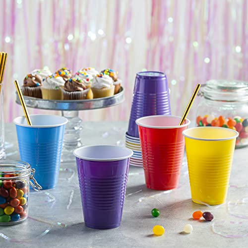 Comfy Package [240 Count 16 oz. Disposable Party Plastic Cups - Assorted Colors Drinking Cups