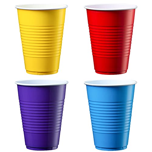Comfy Package [240 Count 16 oz. Disposable Party Plastic Cups - Assorted Colors Drinking Cups