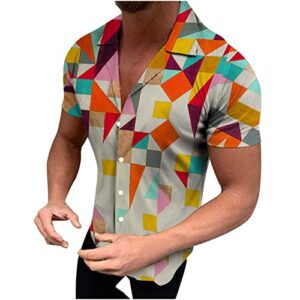 Gentle Men's Summer Fashion Short Sleeve Casual Shirts Ritual Tops(M,Multicolor)