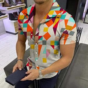 Gentle Men's Summer Fashion Short Sleeve Casual Shirts Ritual Tops(M,Multicolor)