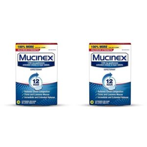 mucinex maximum strength 12 hour chest congestion expectorant relief tablets, 1200 mg, 28 count (pack of 2)