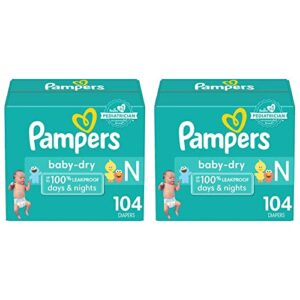 pampers baby dry diapers size 0/newborn 104 count (pack of 2)