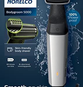 Philips Norelco Bodygroom Series 5000 Showerproof Body Trimmer for Men with Back Attachment, BG5025/40