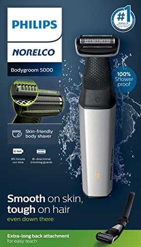 Philips Norelco Bodygroom Series 5000 Showerproof Body Trimmer for Men with Back Attachment, BG5025/40