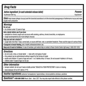 Guardian Mucus Relief, 600mg Guaifenesin 12 Hour Extended Release, Chest Congestion Expectorant (100 Count Bottle)