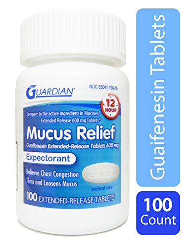 Guardian Mucus Relief, 600mg Guaifenesin 12 Hour Extended Release, Chest Congestion Expectorant (100 Count Bottle)