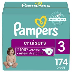 Diapers Size 3, 174 Count - Pampers Cruisers Disposable Baby Diapers, (Packaging May Vary)