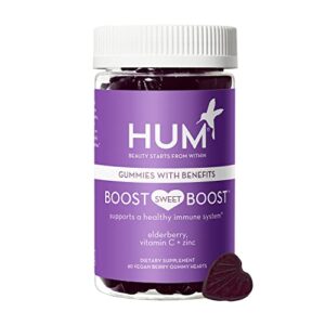 hum boost sweet boost – immune support gummies with vitamin c, zinc & elderberry – elderberry gummies for immune system support & general wellness (60 vegan gummies)