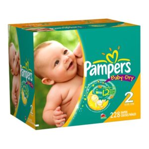 pampers baby dry diapers economy plus pack, size 2, 228 count