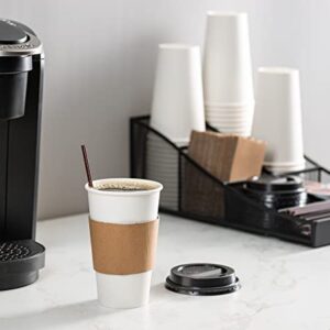 Comfy Package [100 Sets - 16 oz. Disposable Coffee Cups with Lids, Sleeves, Stirrers - To Go Paper Hot Cups