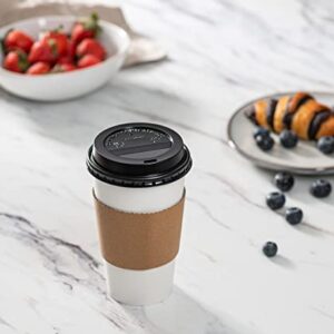 Comfy Package [100 Sets - 16 oz. Disposable Coffee Cups with Lids, Sleeves, Stirrers - To Go Paper Hot Cups