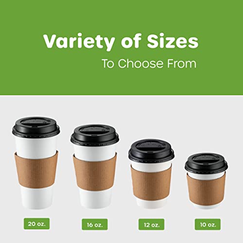 Comfy Package [100 Sets - 16 oz. Disposable Coffee Cups with Lids, Sleeves, Stirrers - To Go Paper Hot Cups