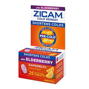 Zicam Cold Remedy RapidMelts, Elderberry Citrus Flavor, 25 Count (Pack of 1)