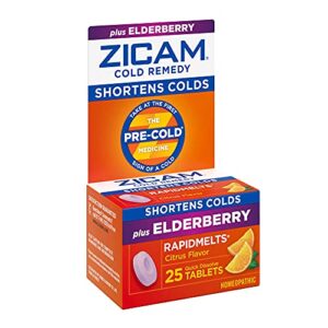 Zicam Cold Remedy RapidMelts, Elderberry Citrus Flavor, 25 Count (Pack of 1)