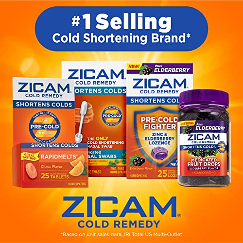 Zicam Cold Remedy RapidMelts, Elderberry Citrus Flavor, 25 Count (Pack of 1)