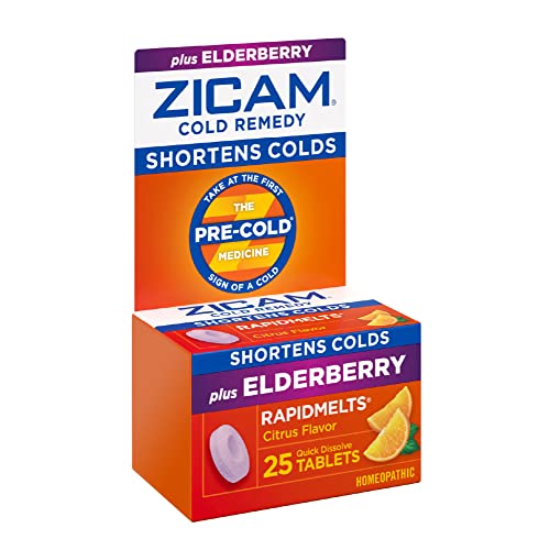 Zicam Cold Remedy RapidMelts, Elderberry Citrus Flavor, 25 Count (Pack of 1)