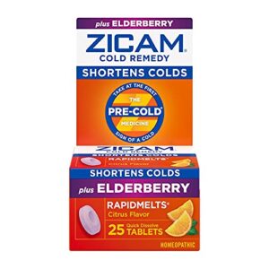 Zicam Cold Remedy RapidMelts, Elderberry Citrus Flavor, 25 Count (Pack of 1)