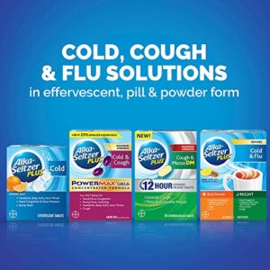 Alka-seltzer Plus Cold & Flu, Power Max Cold and Flu Medicine, Night, For Adults with Pain Reliever, Fever Reducer, Cough Suppressant, Nasal Decongestant, Antihistamine, 36 Count