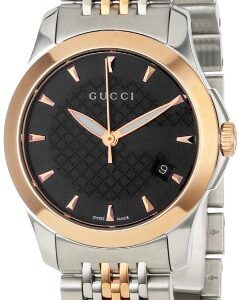 Gucci Women's YA126512 Gucci timeless Steel and Pink PVD Black Dial Watch